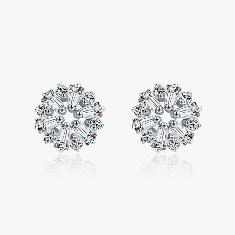 1 Pair Shiny Snowflake Sterling Silver Plating Inlay Zircon Rhodium Plated Ear Studs