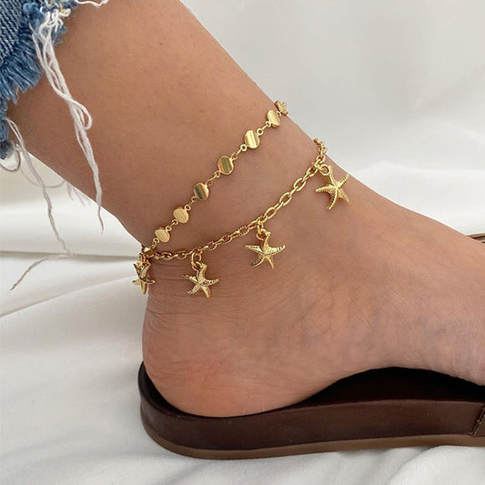Beach Tropical Classic Style Starfish Zinc Alloy Plating 18k Gold Plated Women's Anklet