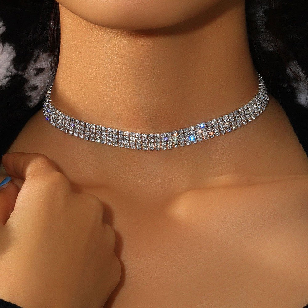 Wholesale Jewelry Glam Geometric Alloy Rhinestones Choker