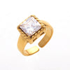 Vintage Style Square Titanium Steel Inlay Zircon Open Ring