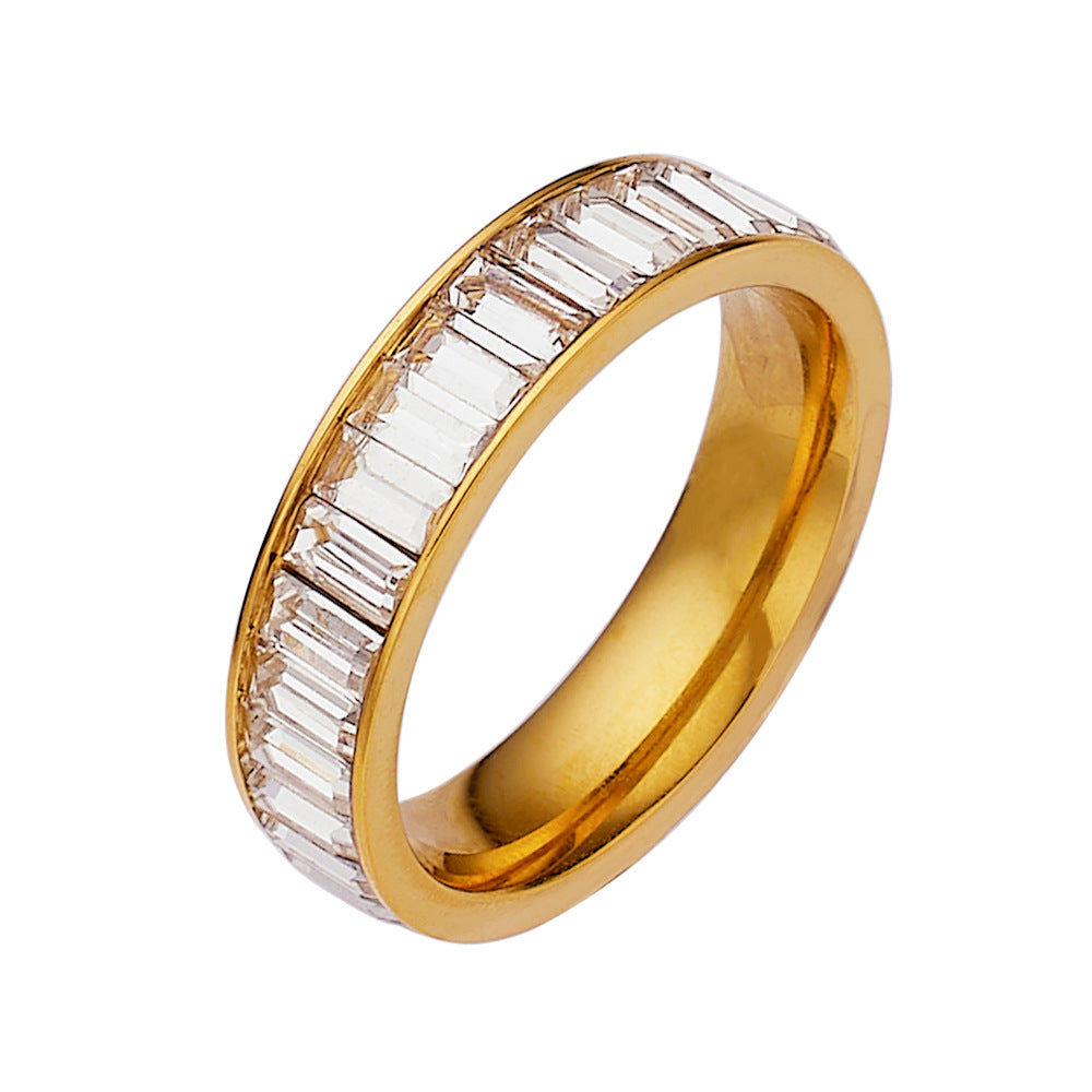 Elegant Glam Circle Titanium Steel Inlay Zircon Rings