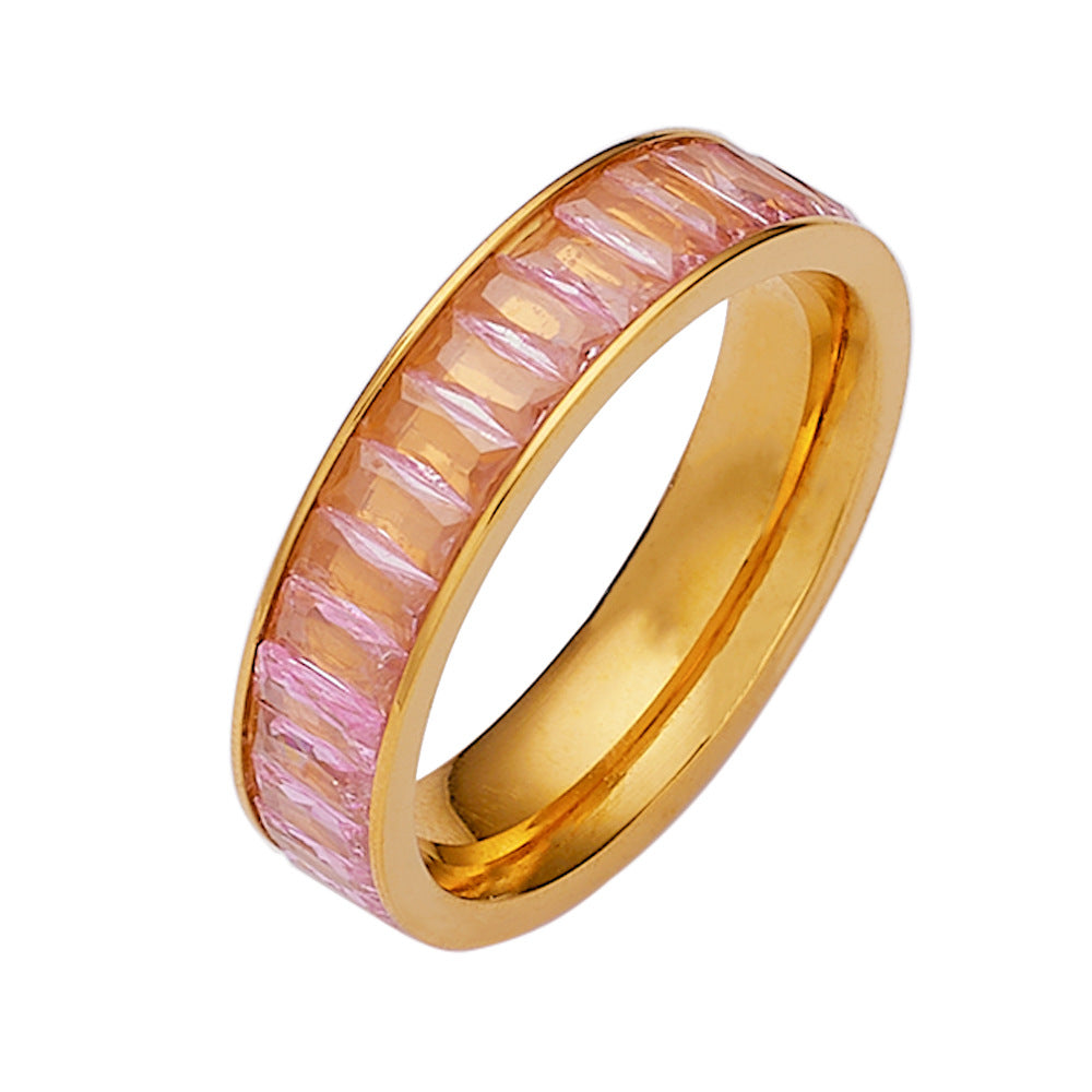 Elegant Glam Circle Titanium Steel Inlay Zircon Rings