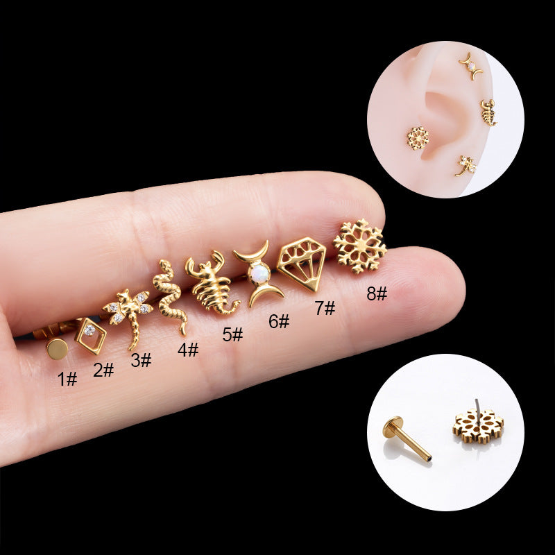 1 Piece Simple Style Scorpion Metal Inlay Rhinestones Ear Studs