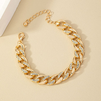 Punk Cool Style Solid Color Artificial Diamond Alloy Wholesale Bracelets