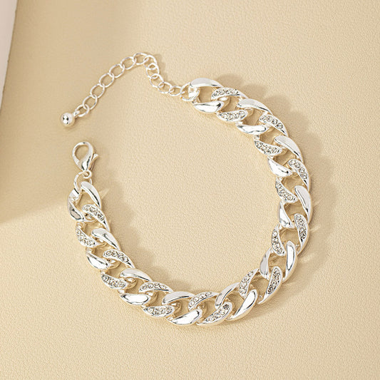 Punk Cool Style Solid Color Artificial Diamond Alloy Wholesale Bracelets