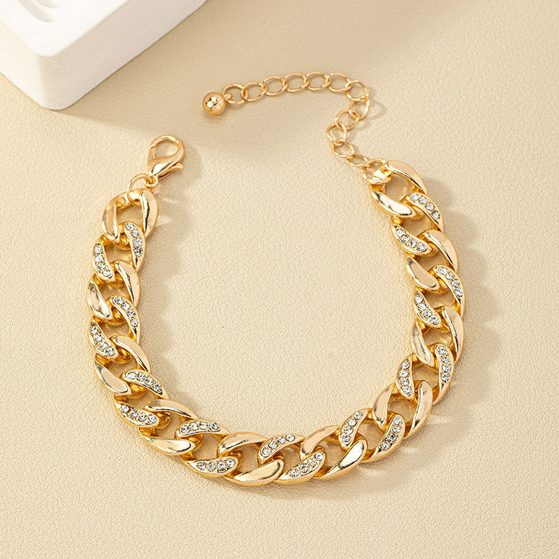 Punk Cool Style Solid Color Artificial Diamond Alloy Wholesale Bracelets