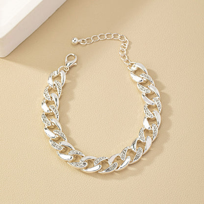 Punk Cool Style Solid Color Artificial Diamond Alloy Wholesale Bracelets