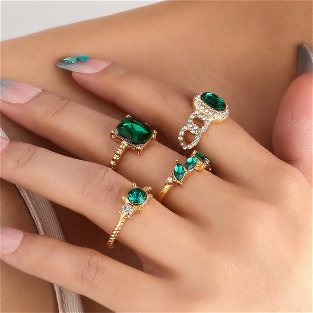 Casual Square Alloy Inlay Artificial Gemstones Women's Rings