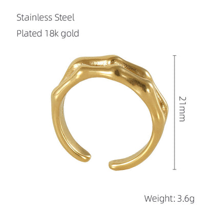 Ig Style Geometric Stainless Steel Plating 18k Gold Plated Open Ring