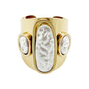 Retro Luxurious Irregular Stainless Steel Polishing Plating Inlay Shell Gold Plated Open Ring