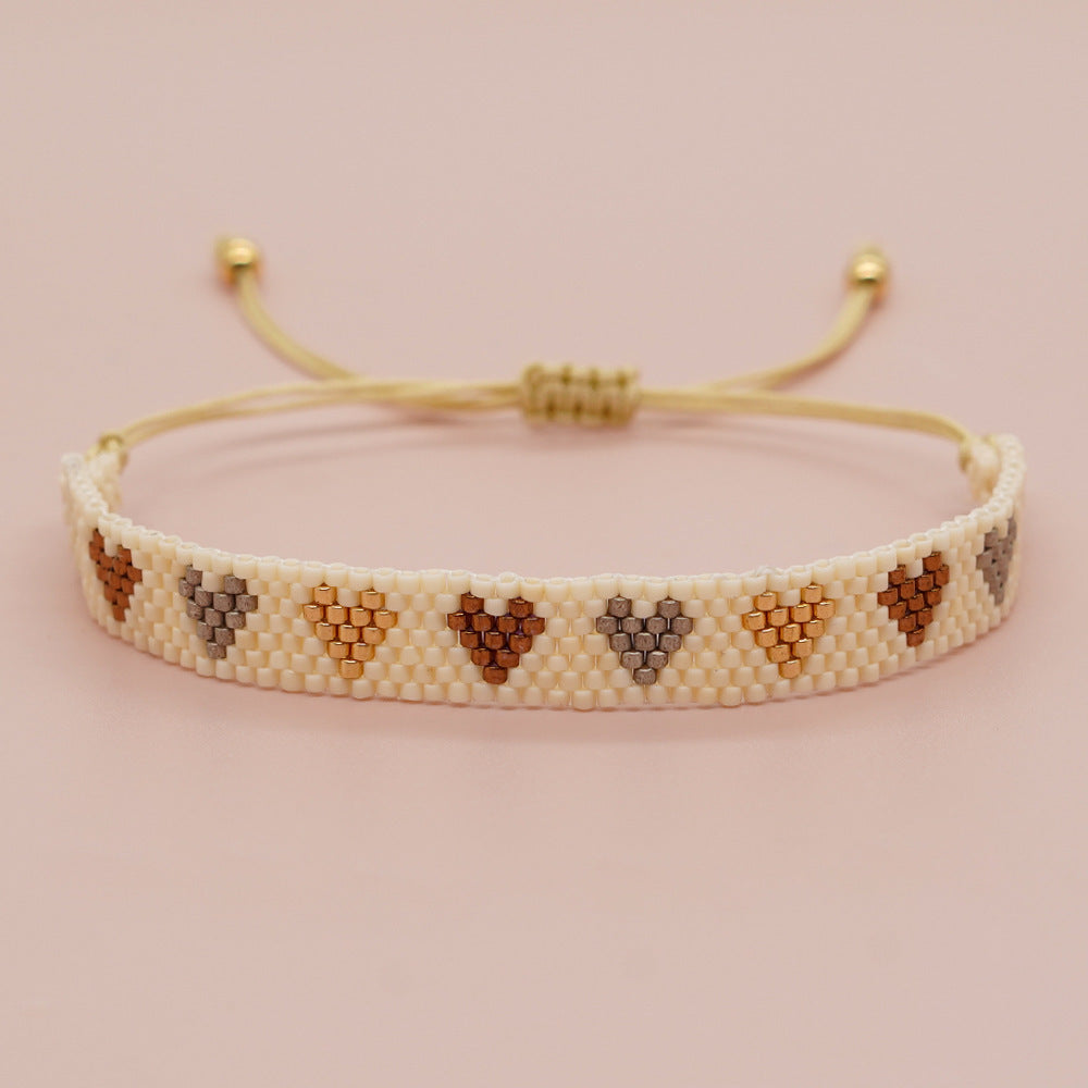 Retro Heart Shape Seed Bead Wholesale Wristband