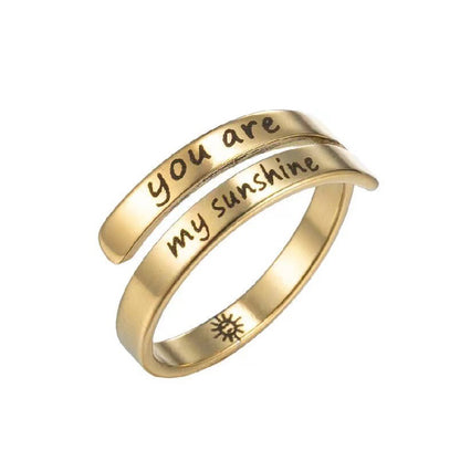 Simple Style Commute Letter Stainless Steel Polishing Plating Gold Plated Open Ring