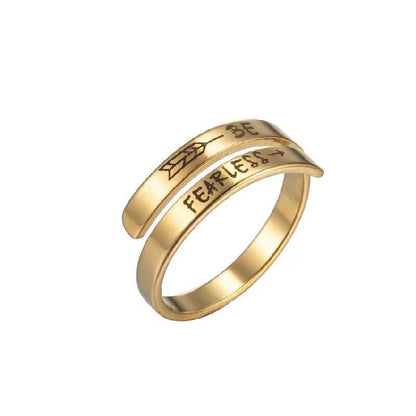 Simple Style Commute Letter Stainless Steel Polishing Plating Gold Plated Open Ring