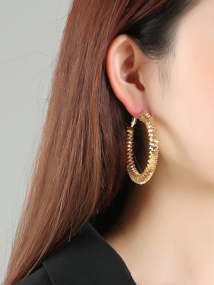 Retro Classic Style Circle Alloy Women's Hoop Earrings