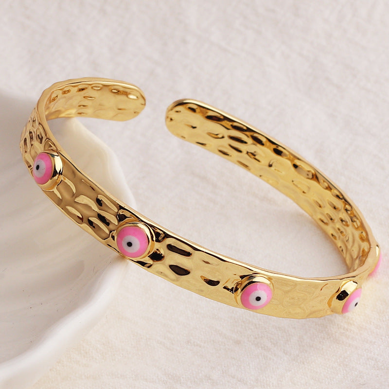 Retro Devil's Eye Copper 18k Gold Plated Cuff Bracelets In Bulk