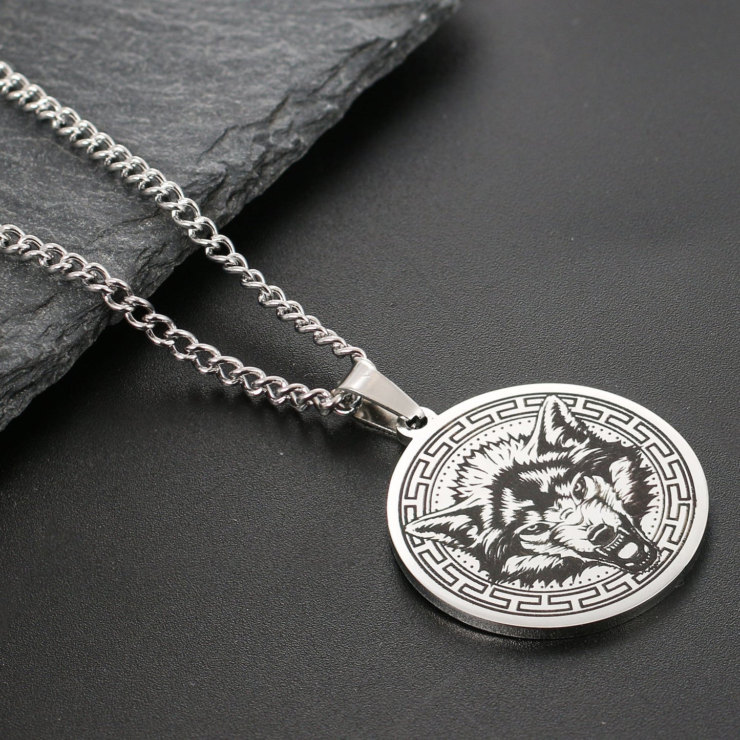 Punk Lion Wolf Tiger Stainless Steel Plating Men'S Pendant Necklace