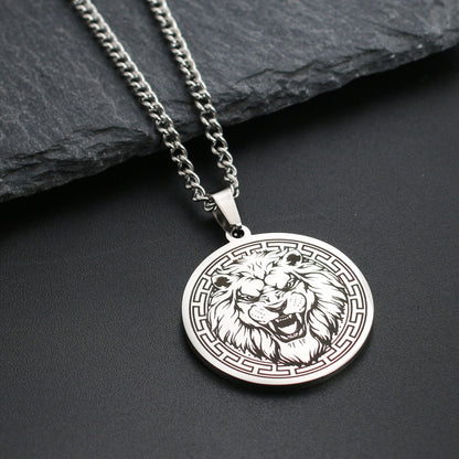 Punk Lion Wolf Tiger Stainless Steel Plating Men'S Pendant Necklace