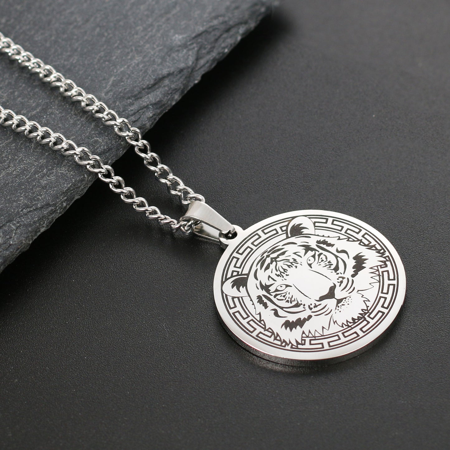 Punk Lion Wolf Tiger Stainless Steel Plating Men'S Pendant Necklace