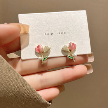 1 Pair Sweet Flower Enamel Plating Alloy Ear Studs