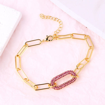 Simple Style Solid Color Copper Inlay Zircon Women's Bracelets Necklace