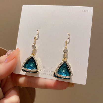 Sweet Triangle Alloy Inlay Zircon Women's Drop Earrings