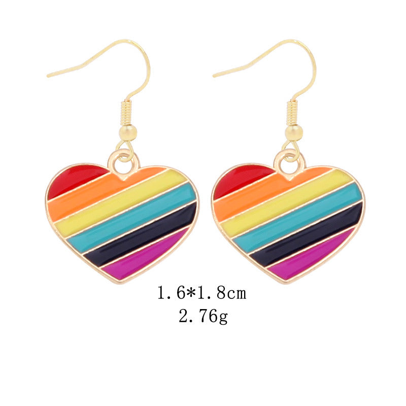 Novelty Geometric Color Block Heart Shape Alloy Enamel Women's Drop Earrings