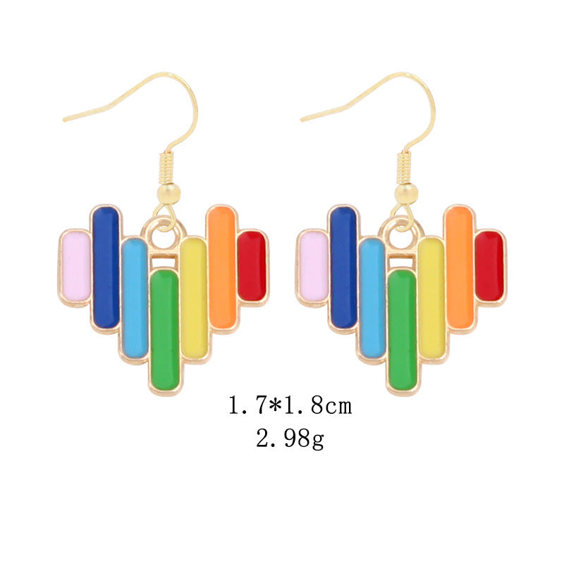 Novelty Geometric Color Block Heart Shape Alloy Enamel Women's Drop Earrings