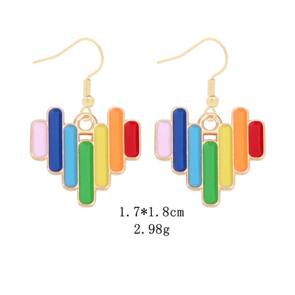 Novelty Geometric Color Block Heart Shape Alloy Enamel Women's Drop Earrings