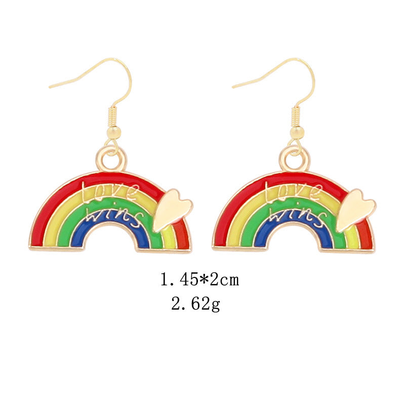 Novelty Geometric Color Block Heart Shape Alloy Enamel Women's Drop Earrings