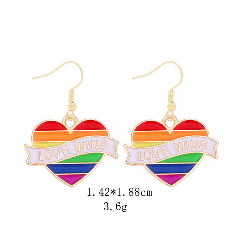 Novelty Geometric Color Block Heart Shape Alloy Enamel Women's Drop Earrings