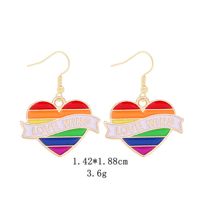 Novelty Geometric Color Block Heart Shape Alloy Enamel Women's Drop Earrings