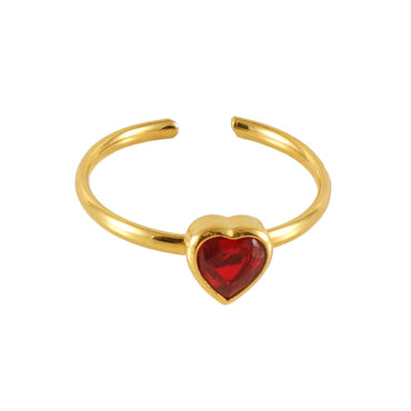 Casual Cute Square Heart Shape Flower Stainless Steel Plating Inlay Zircon 18k Gold Plated Open Ring