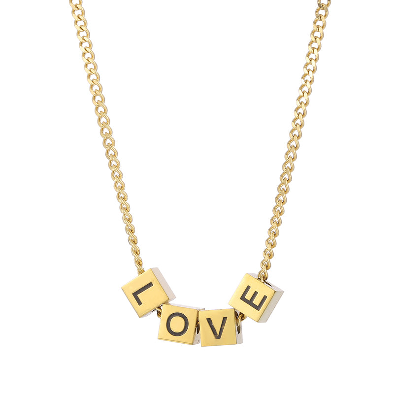 Casual Simple Style Love Square Solid Color Stainless Steel Plating Necklace