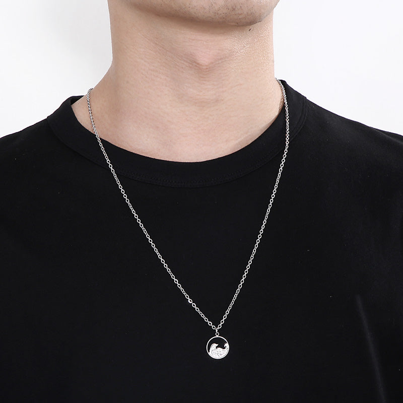 Casual Simple Style Mountain Sea Wave Solid Color Stainless Steel Hollow Out Pendant Necklace