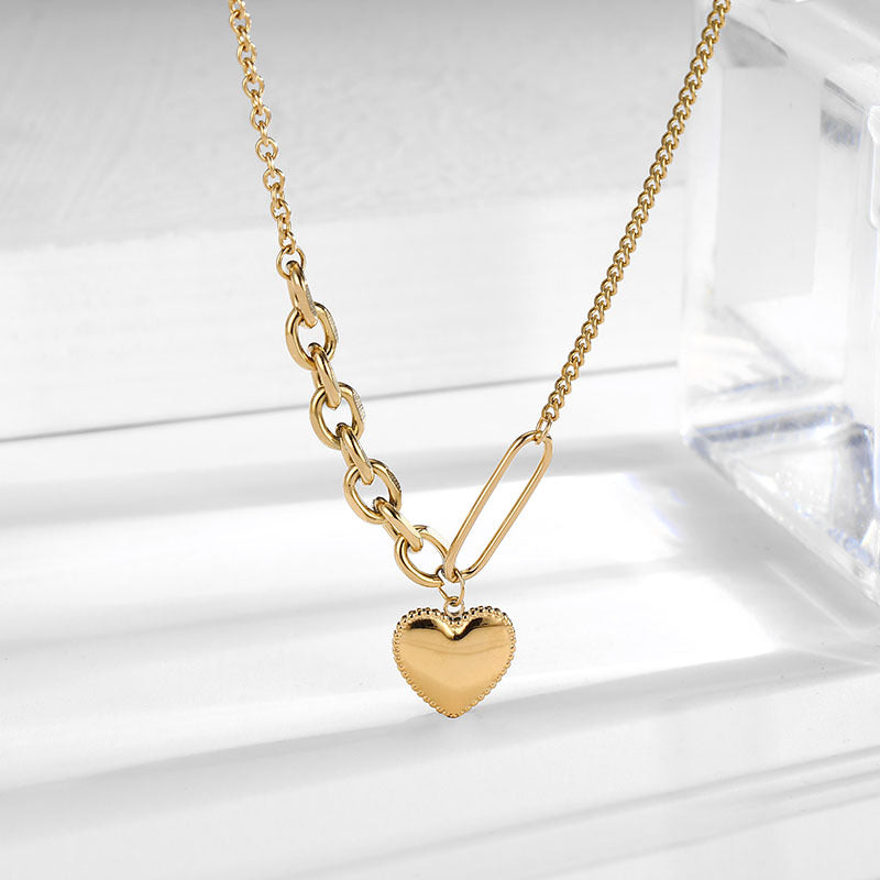 Simple Style Heart Shape Titanium Steel Plating Pendant Necklace