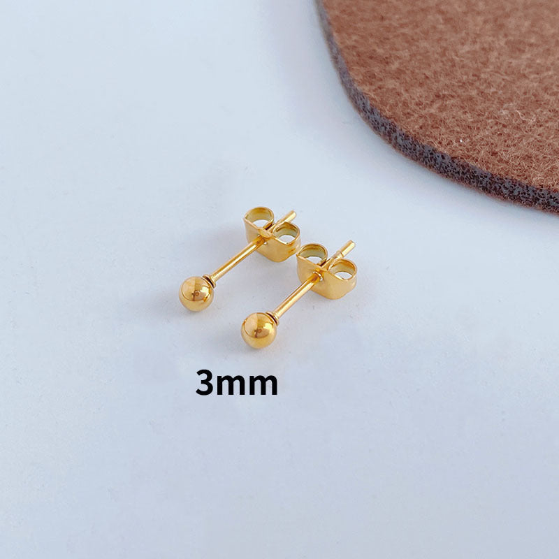 1 Pair Simple Style Ball Titanium Steel Ear Studs