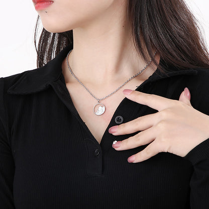 Casual Simple Style Mountain Sea Wave Solid Color Stainless Steel Hollow Out Pendant Necklace