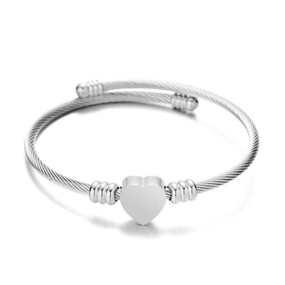 Sweet Simple Style Heart Shape Stainless Steel Polishing Plating Bangle