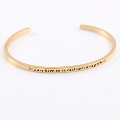 Casual Simple Style Letter Stainless Steel Cuff Bracelets