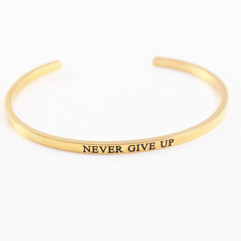 Casual Simple Style Letter Stainless Steel Cuff Bracelets