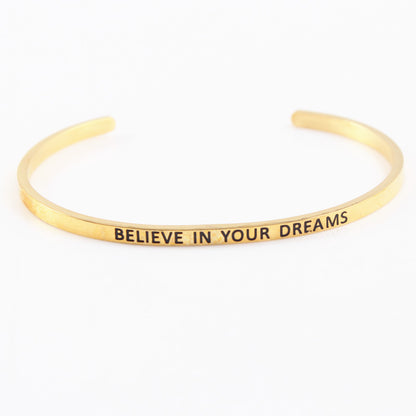 Casual Simple Style Letter Stainless Steel Cuff Bracelets