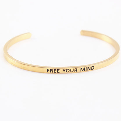 Casual Simple Style Letter Stainless Steel Cuff Bracelets