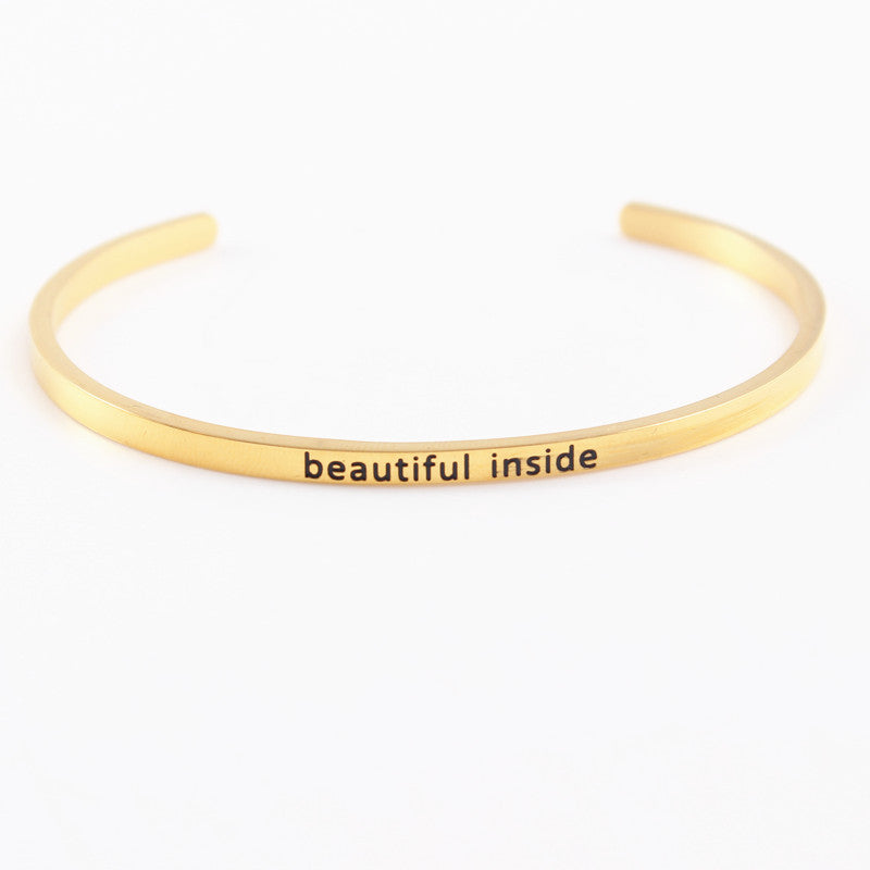 Casual Simple Style Letter Stainless Steel Cuff Bracelets