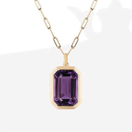 Vintage Style Square Stainless Steel Plating Inlay Zircon 18k Gold Plated Pendant Necklace