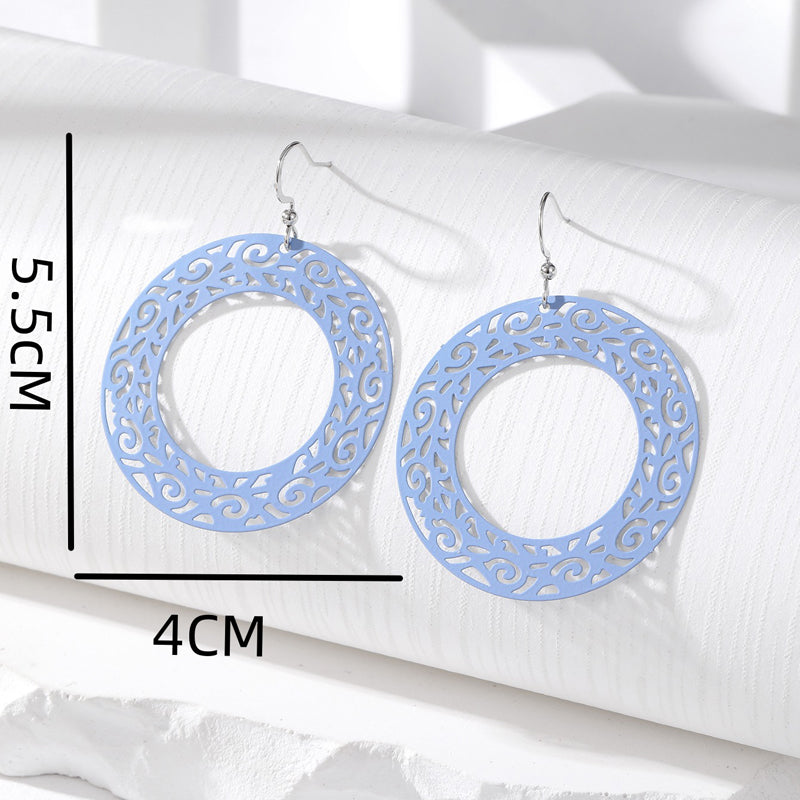 Simple Style Round Alloy Hollow Out Women's Drop Earrings