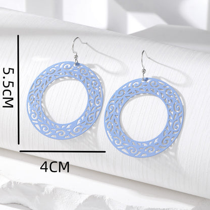 Simple Style Round Alloy Hollow Out Women's Drop Earrings