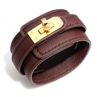 Ins Style Solid Color Pu Leather Alloy Wholesale Bangle