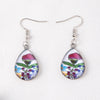 1 Pair Vacation Water Droplets Flower Stainless Steel Inlay Glass Drop Earrings