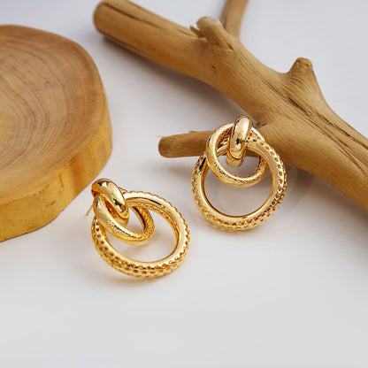 Simple Style Round Alloy Plating Women's Ear Studs