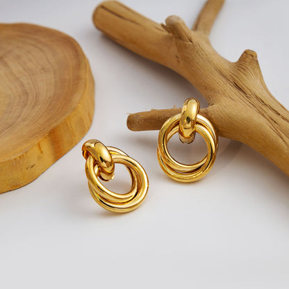 Simple Style Round Alloy Plating Women's Ear Studs